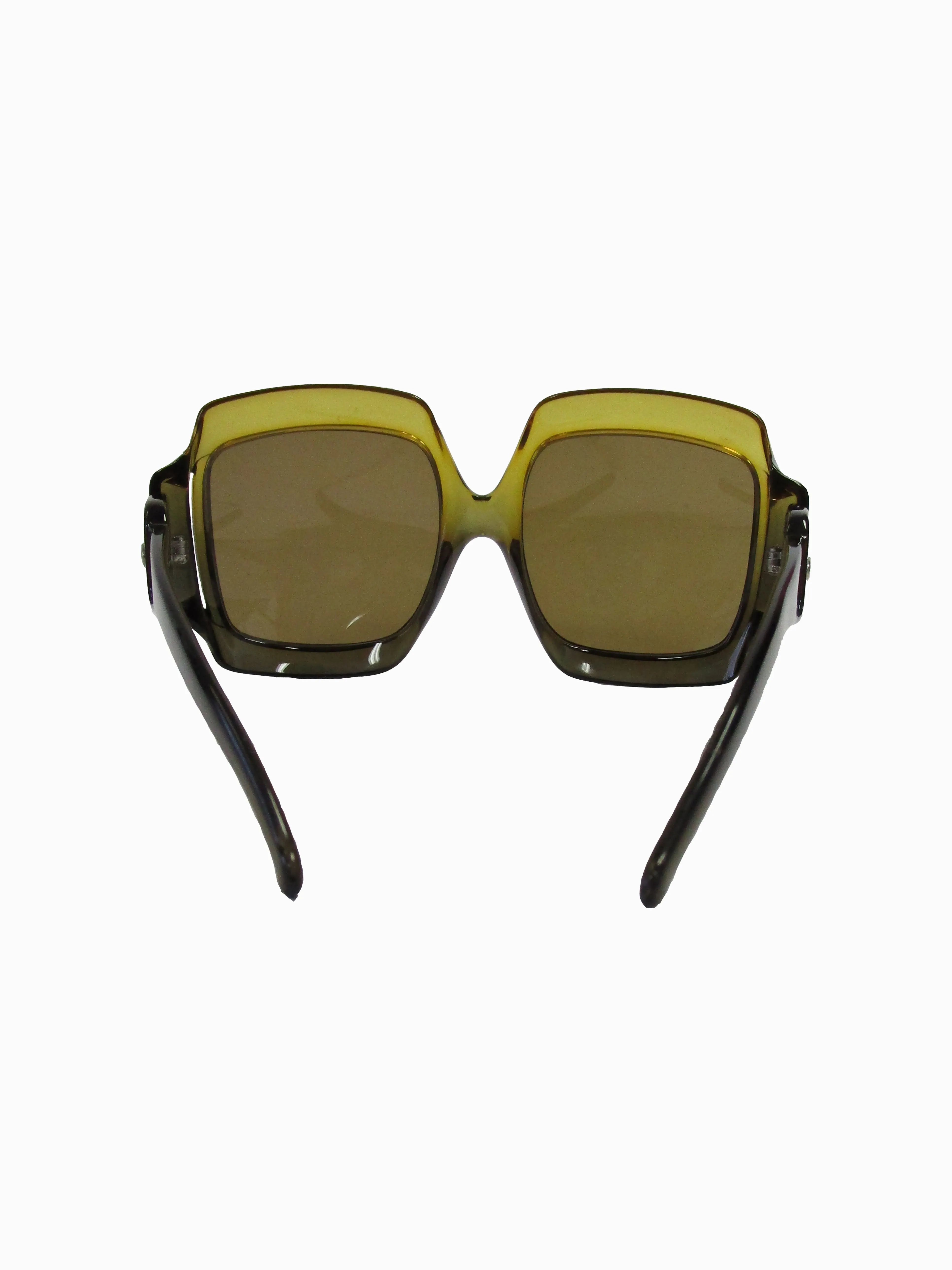 70s Christian Dior Green Brown Over-sized Optyl Sunglasses