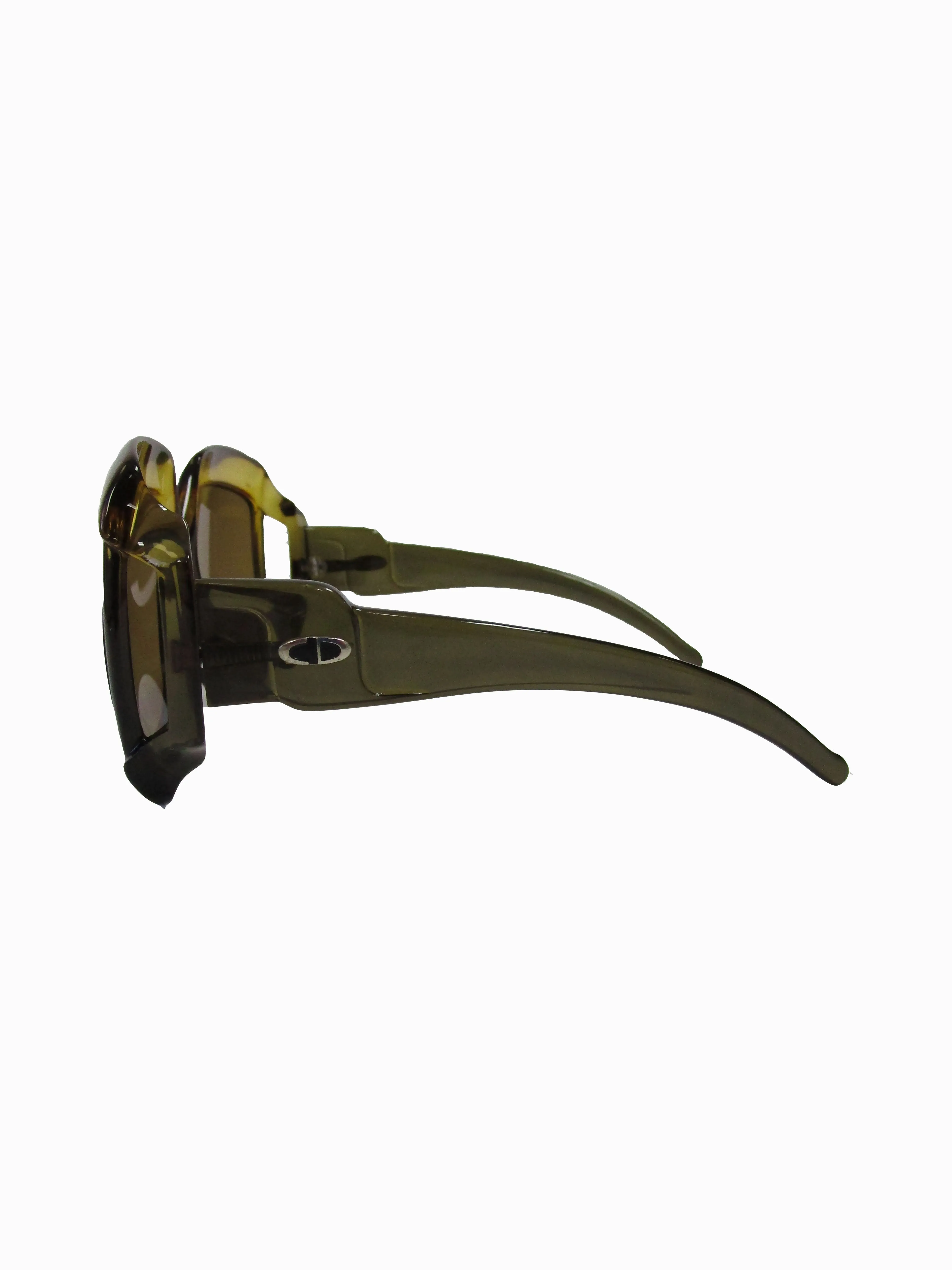 70s Christian Dior Green Brown Over-sized Optyl Sunglasses