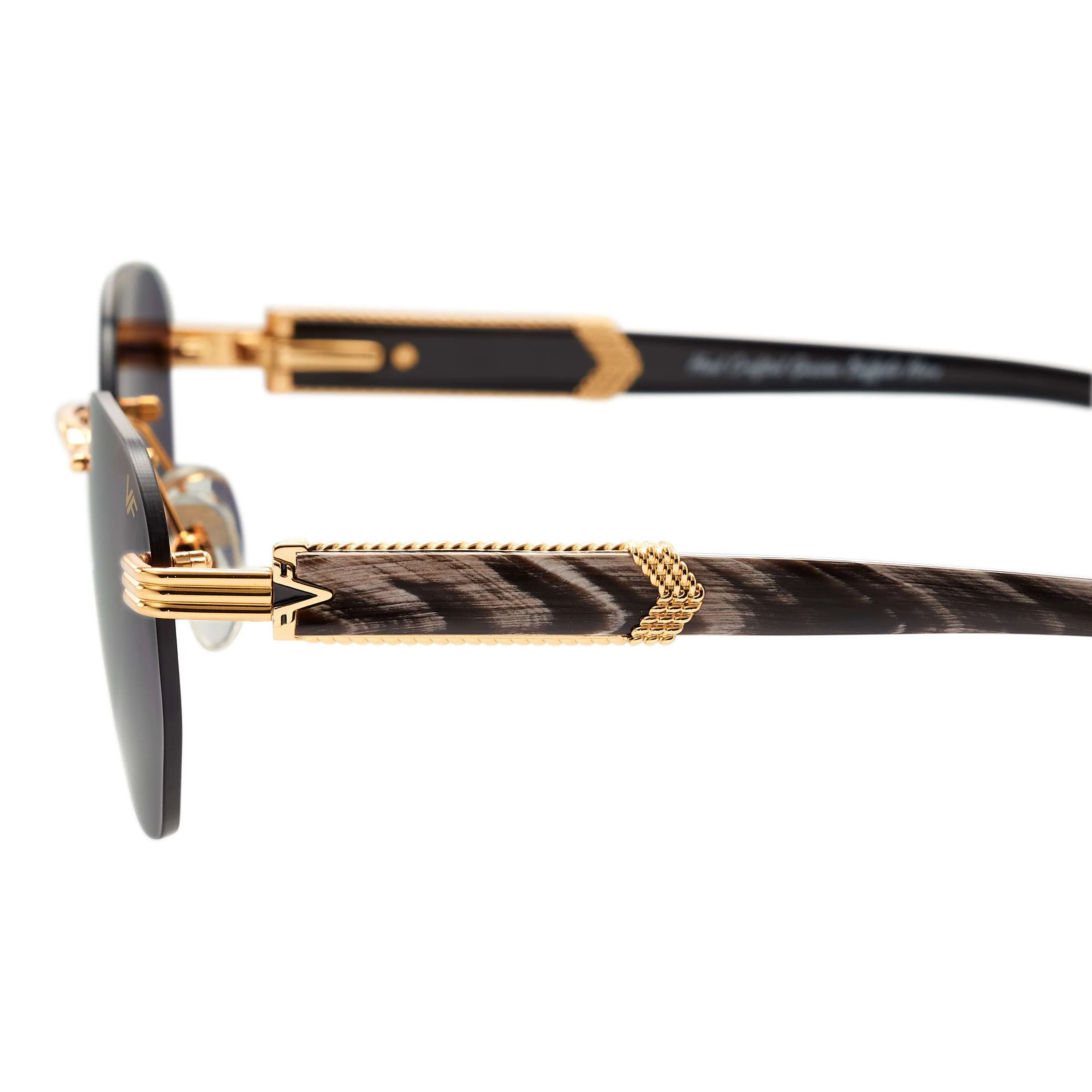 Detroit Player Buffs Rimless Black/Ivory Buffalo Horn 24KT Gold