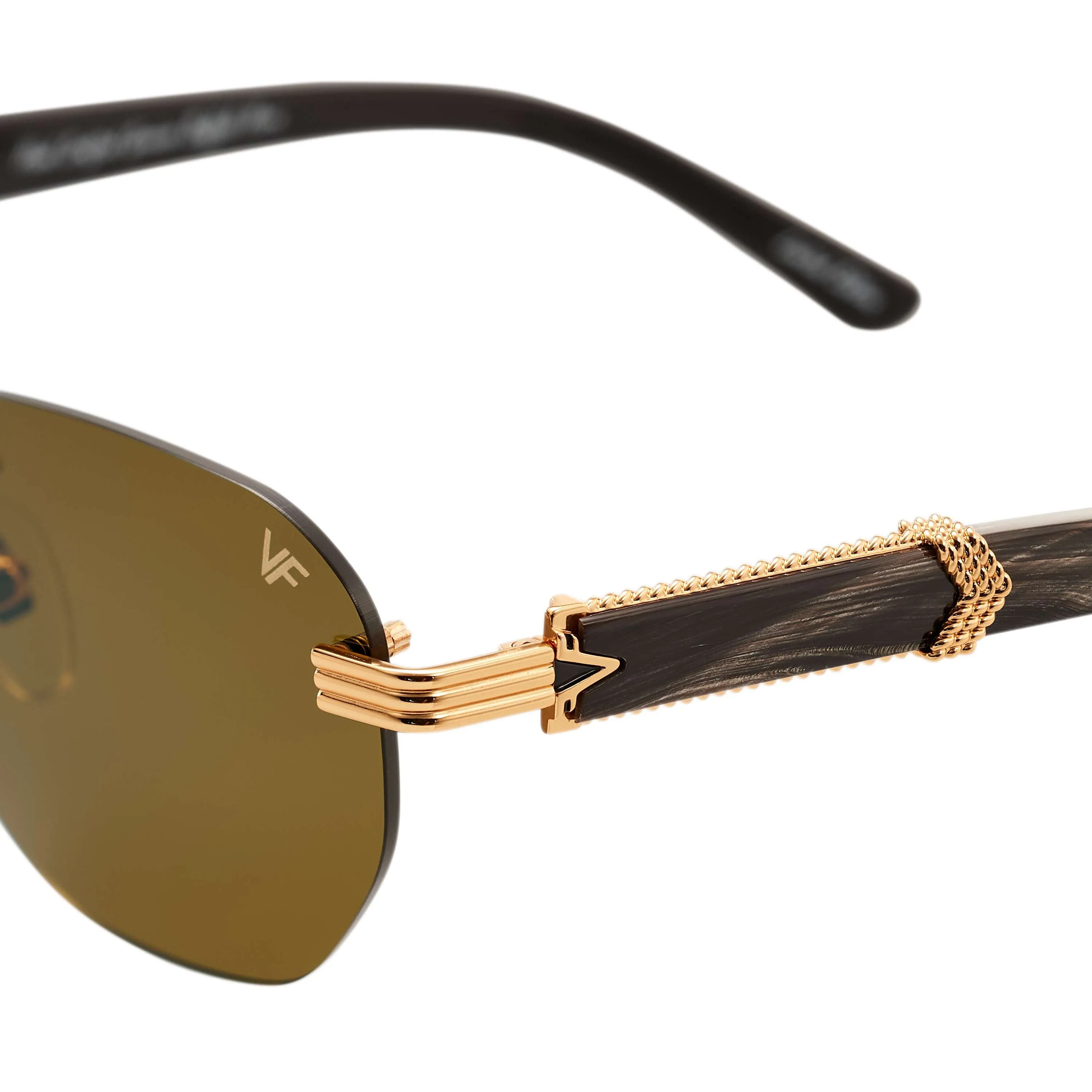 Detroit Player Buffs Rimless Black/Ivory Buffalo Horn 24KT Gold