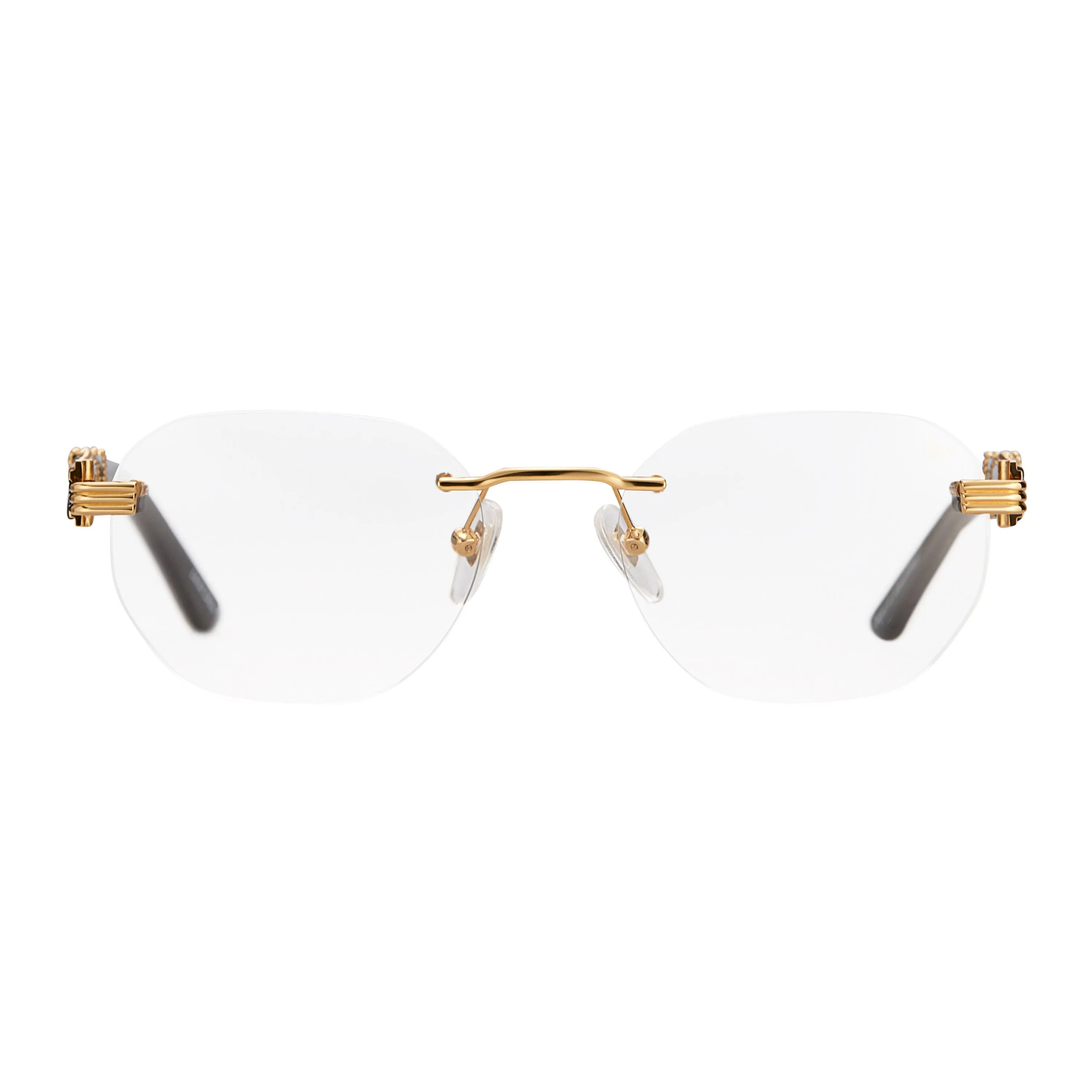 Detroit Player Buffs Rimless Black/Ivory Buffalo Horn 24KT Gold