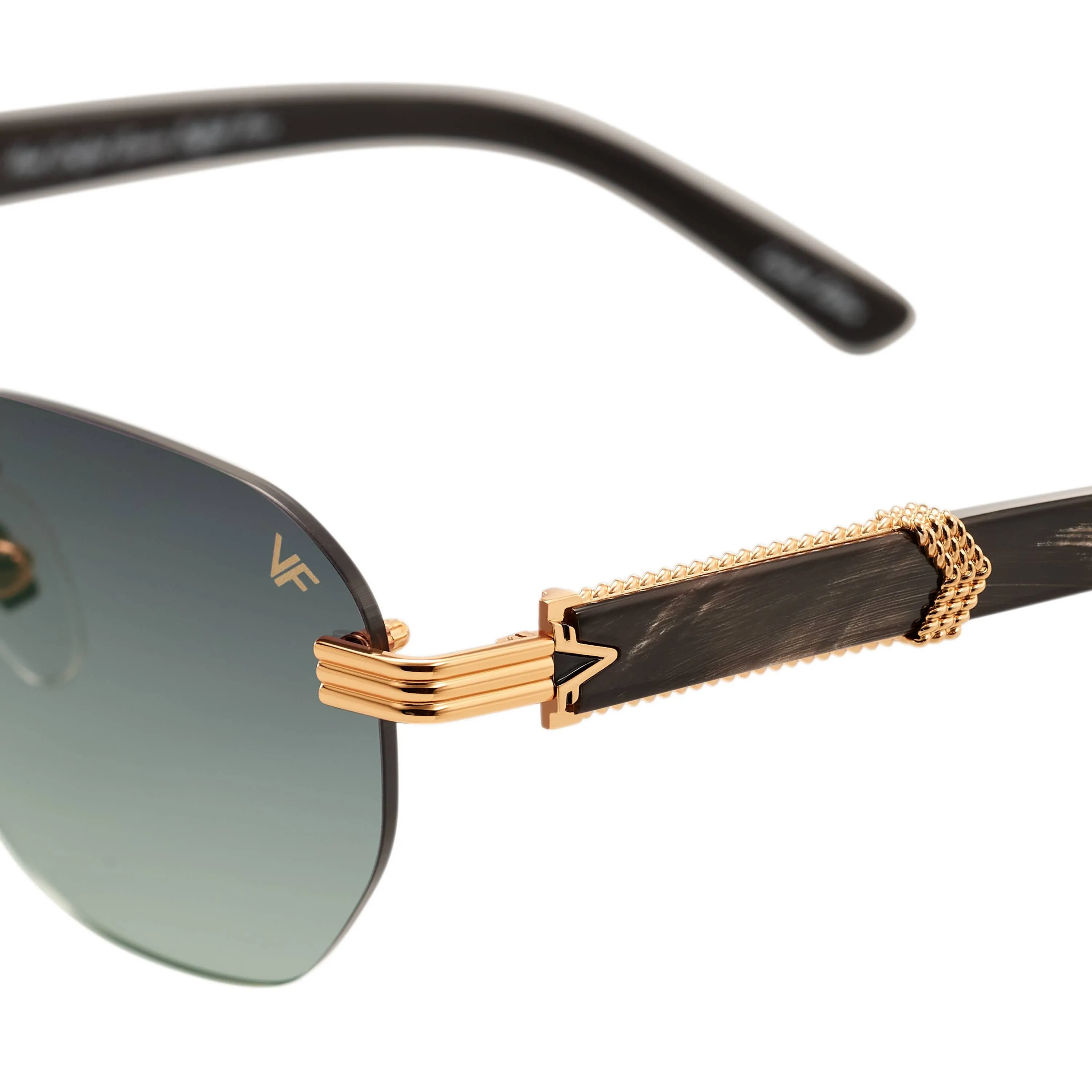 Detroit Player Buffs Rimless Black/Ivory Buffalo Horn 24KT Gold