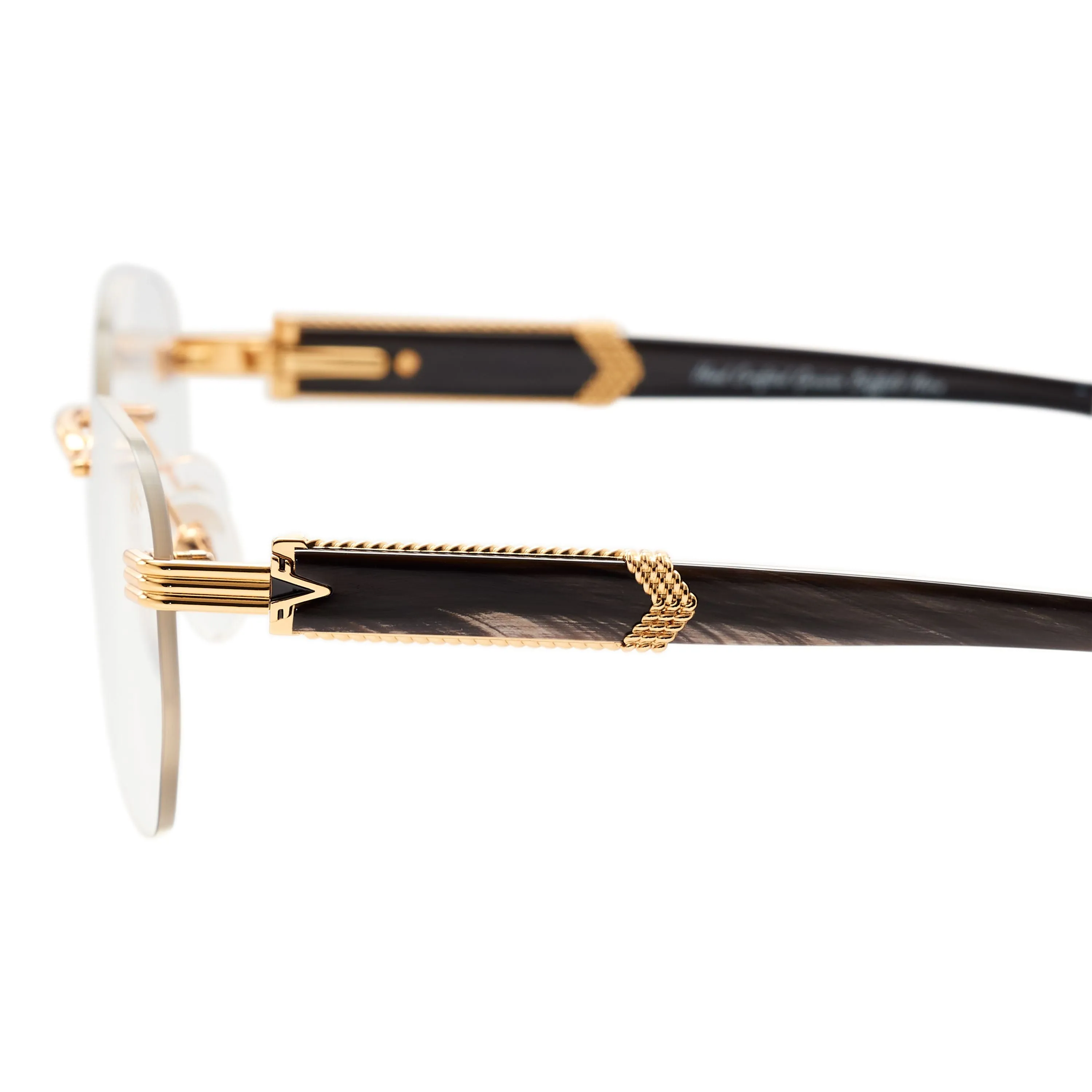Detroit Player Buffs Rimless Black/Ivory Buffalo Horn 24KT Gold