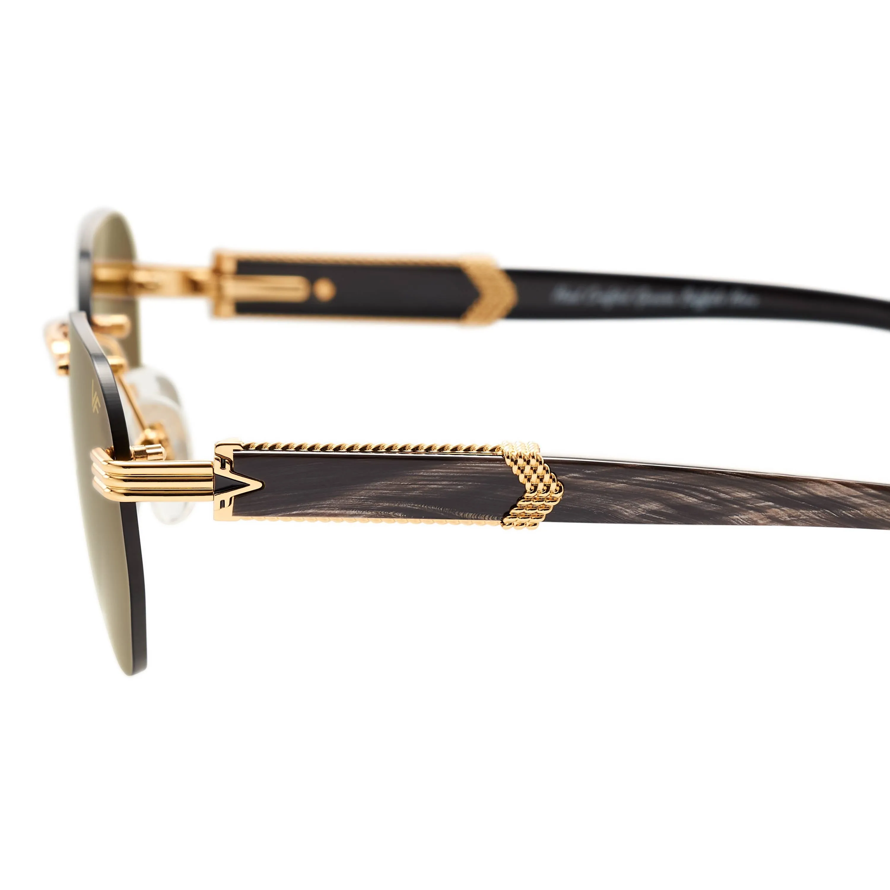Detroit Player Buffs Rimless Black/Ivory Buffalo Horn 24KT Gold