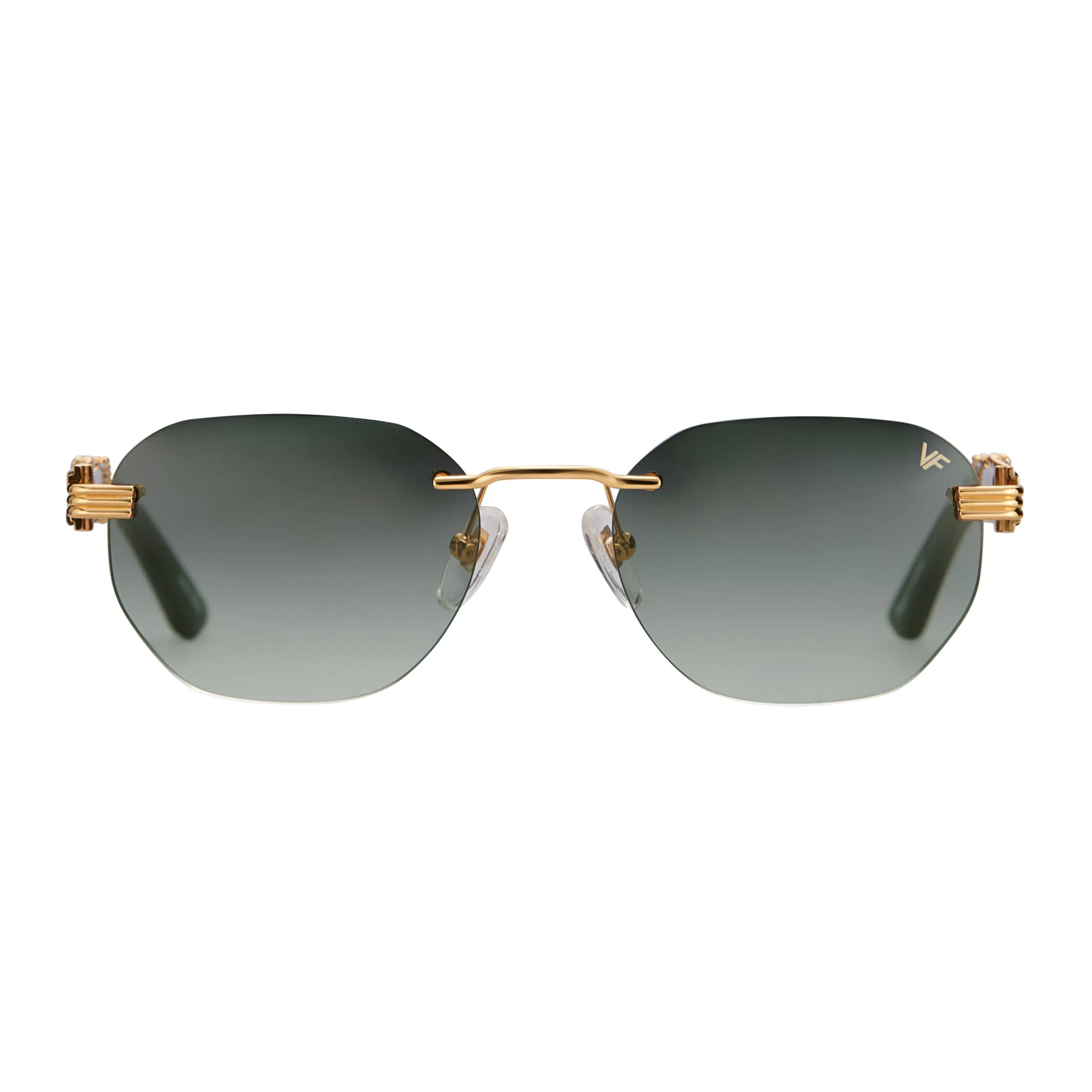 Detroit Player Buffs Rimless Black/Ivory Buffalo Horn 24KT Gold