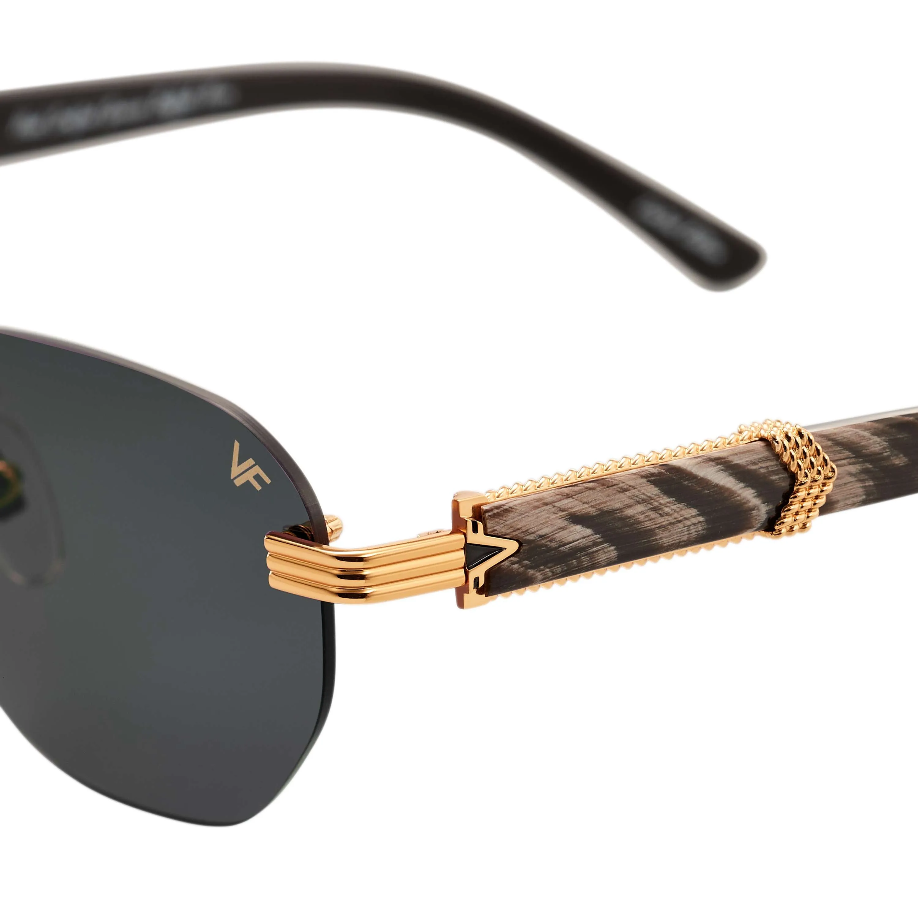 Detroit Player Buffs Rimless Black/Ivory Buffalo Horn 24KT Gold