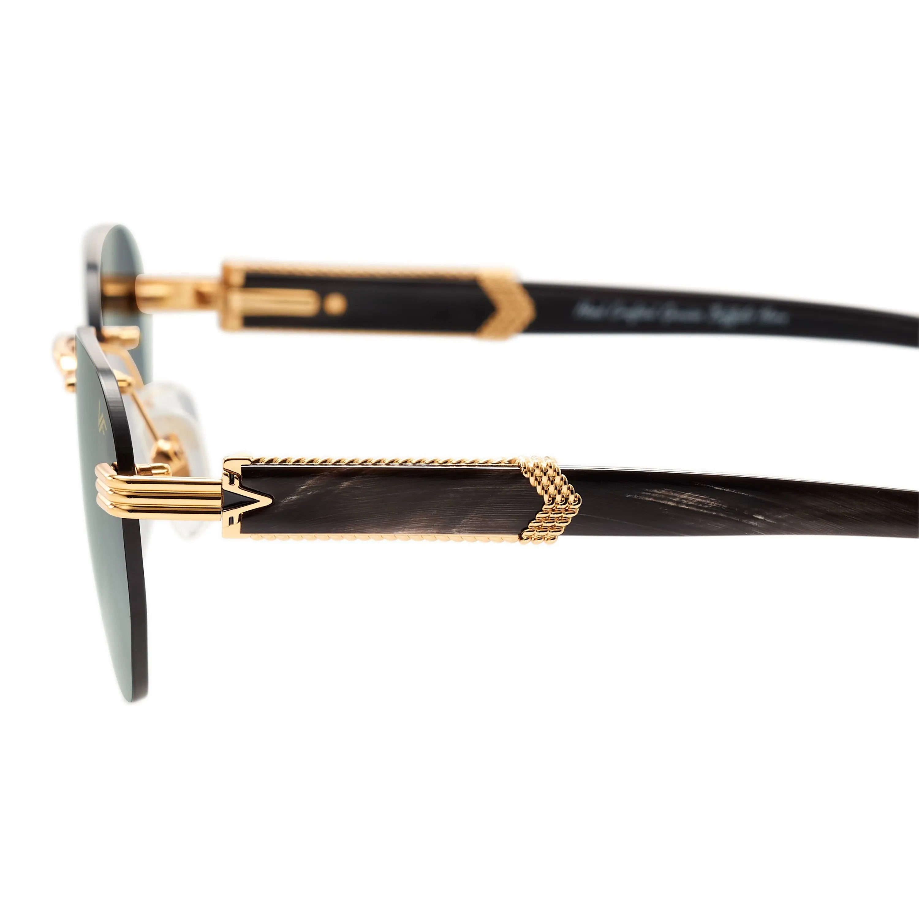 Detroit Player Buffs Rimless Black/Ivory Buffalo Horn 24KT Gold
