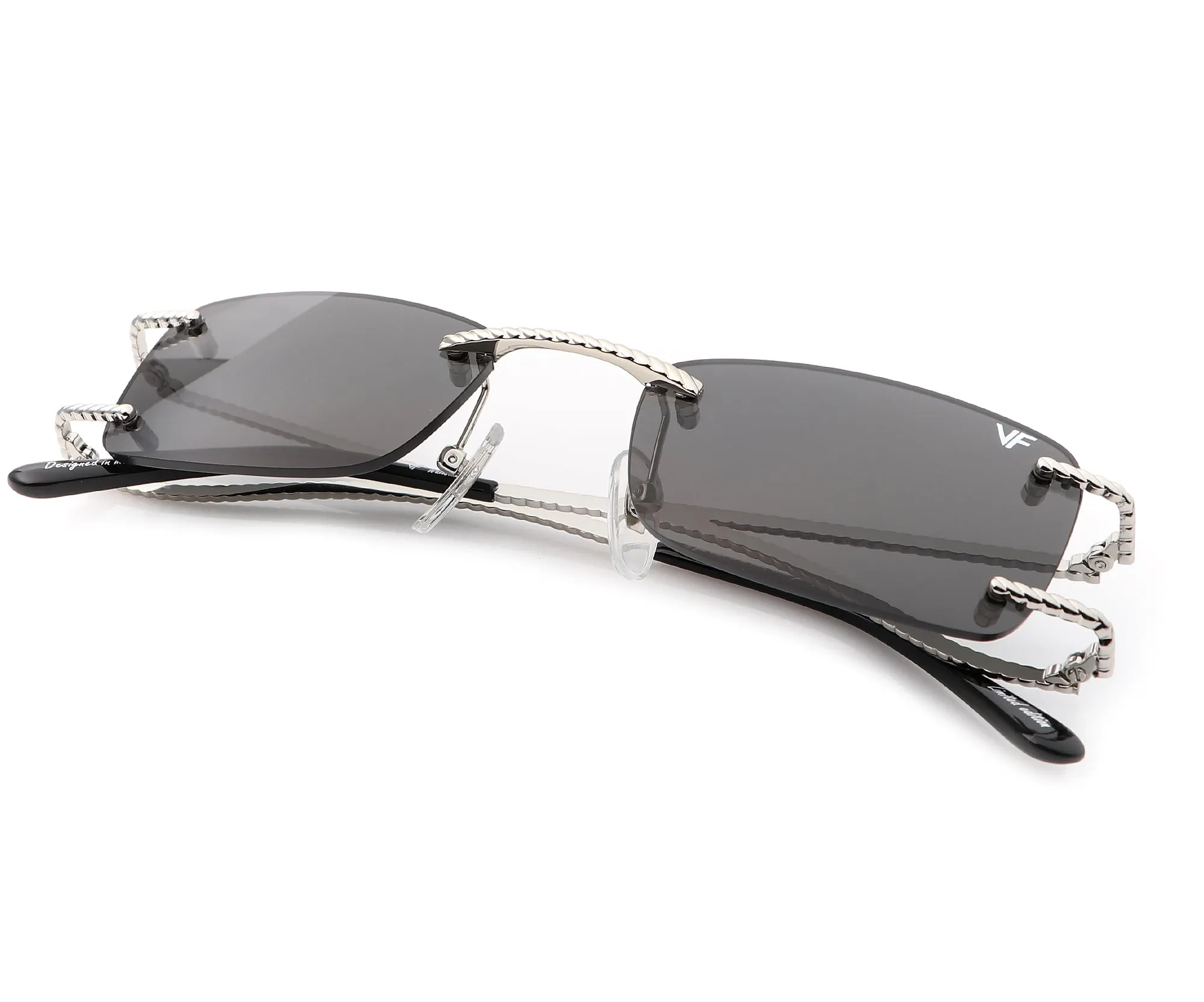 Wall Street Rimless Drill Mount 24KT White Gold