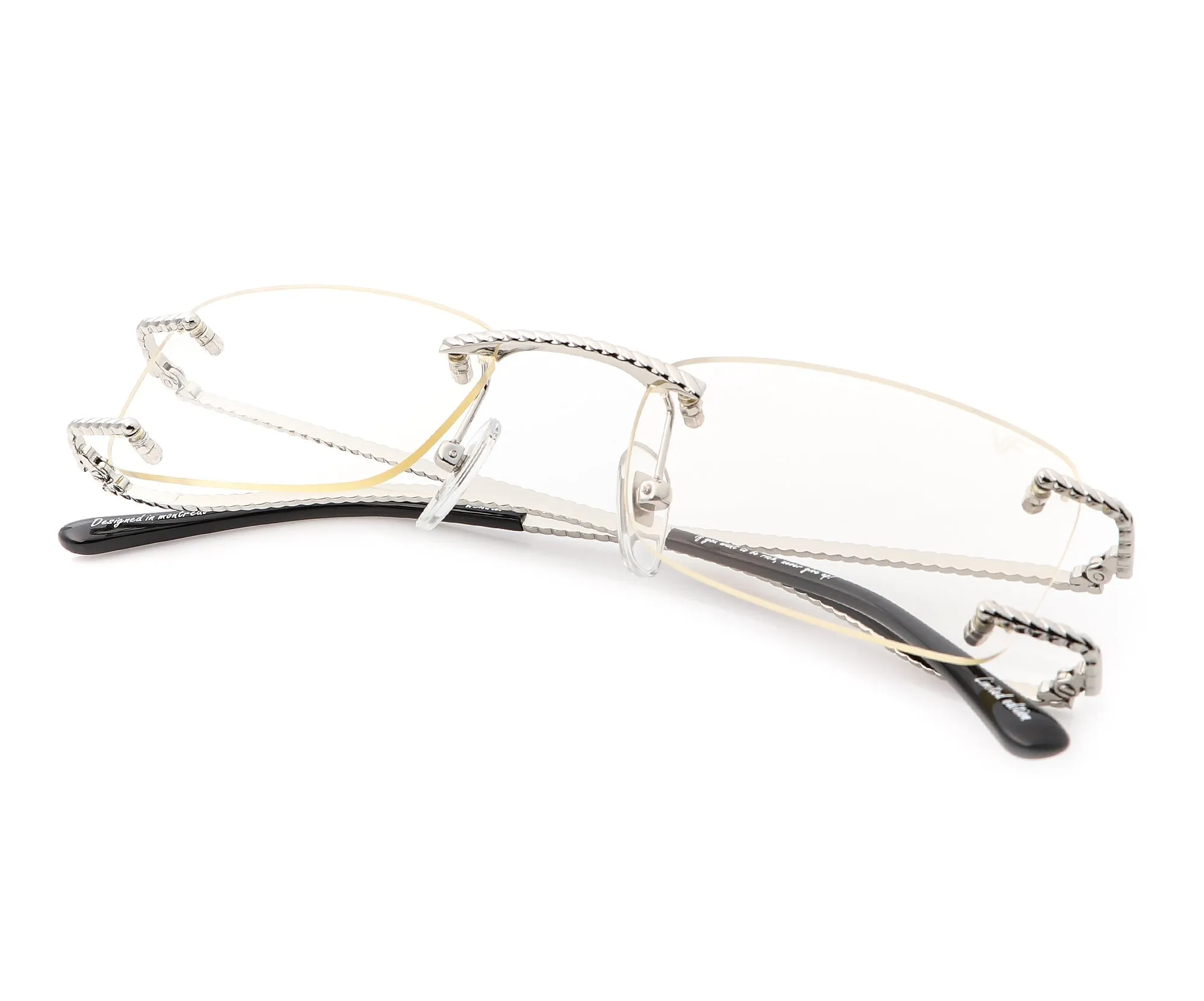 Wall Street Rimless Drill Mount 24KT White Gold